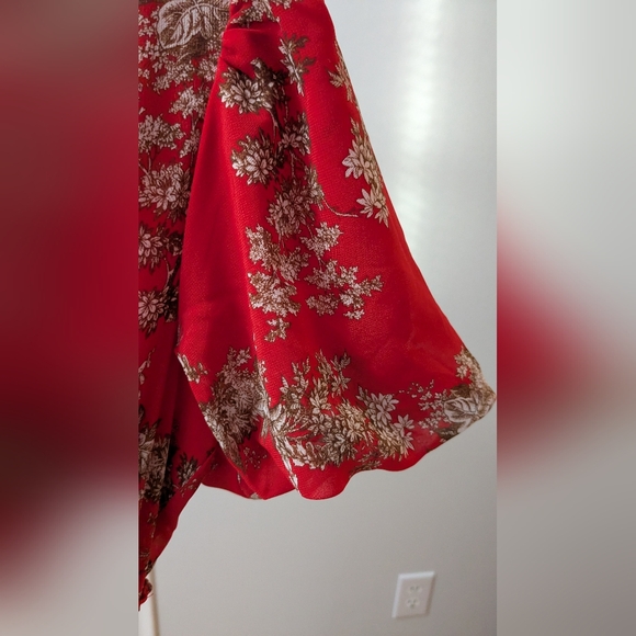 Max Studio Red Puff Sleeve Maxi Sundress With Ruffle For Special Occasion SzXS - Picture 8 of 9